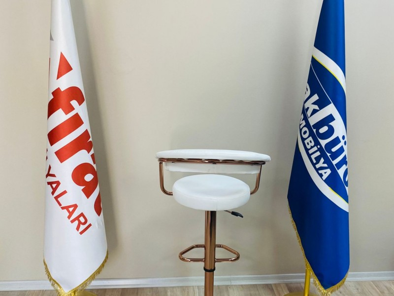 Galleria Bar Sandalye Beyaz Bakır Ayak