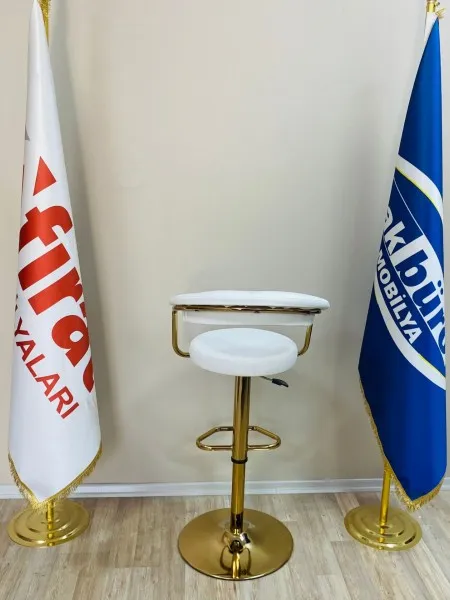 Galleria Bar Sandalye Beyaz Gold Ayak